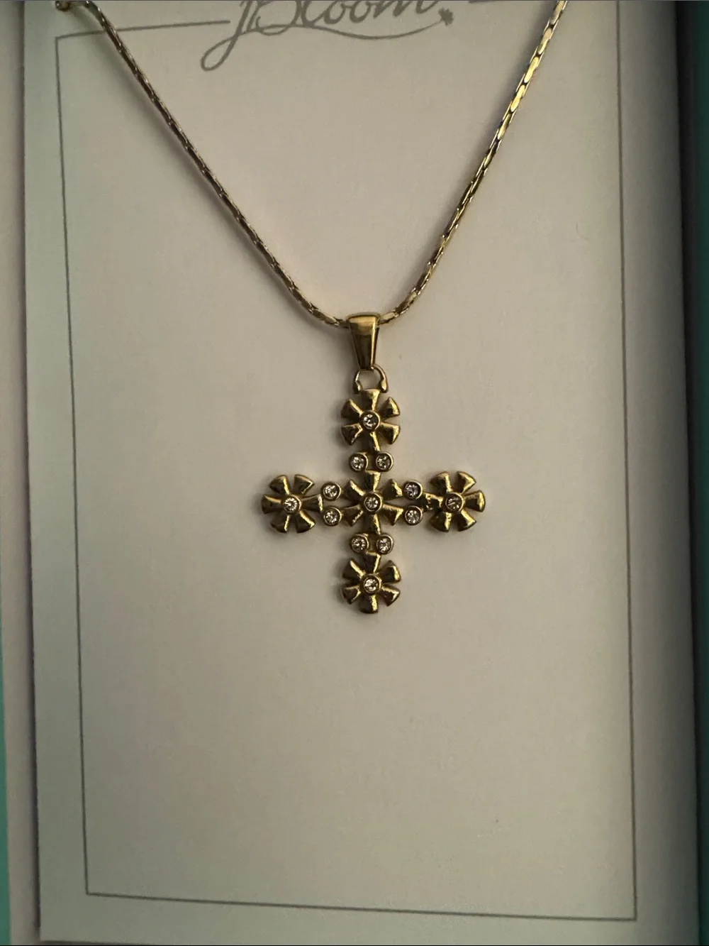 bloom Ruth Stainless Steel Gold Floral Cross Pendant Necklace Fashion jewelry
